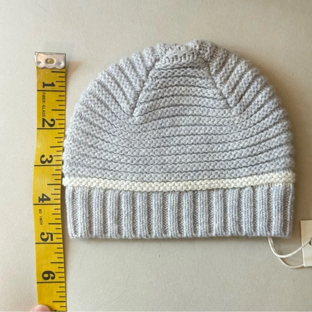 NWT BONTON Paris Heather Grey Knit Wool Baby Hat Beanie Size 3M